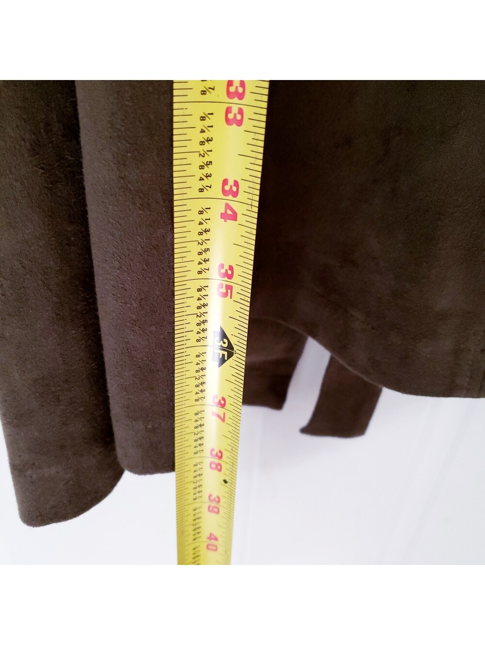 Chicos Vest Size 2 US 12 (L) Belted Olive Green Faux Suede Long Open Topper - Picture 6 of 6
